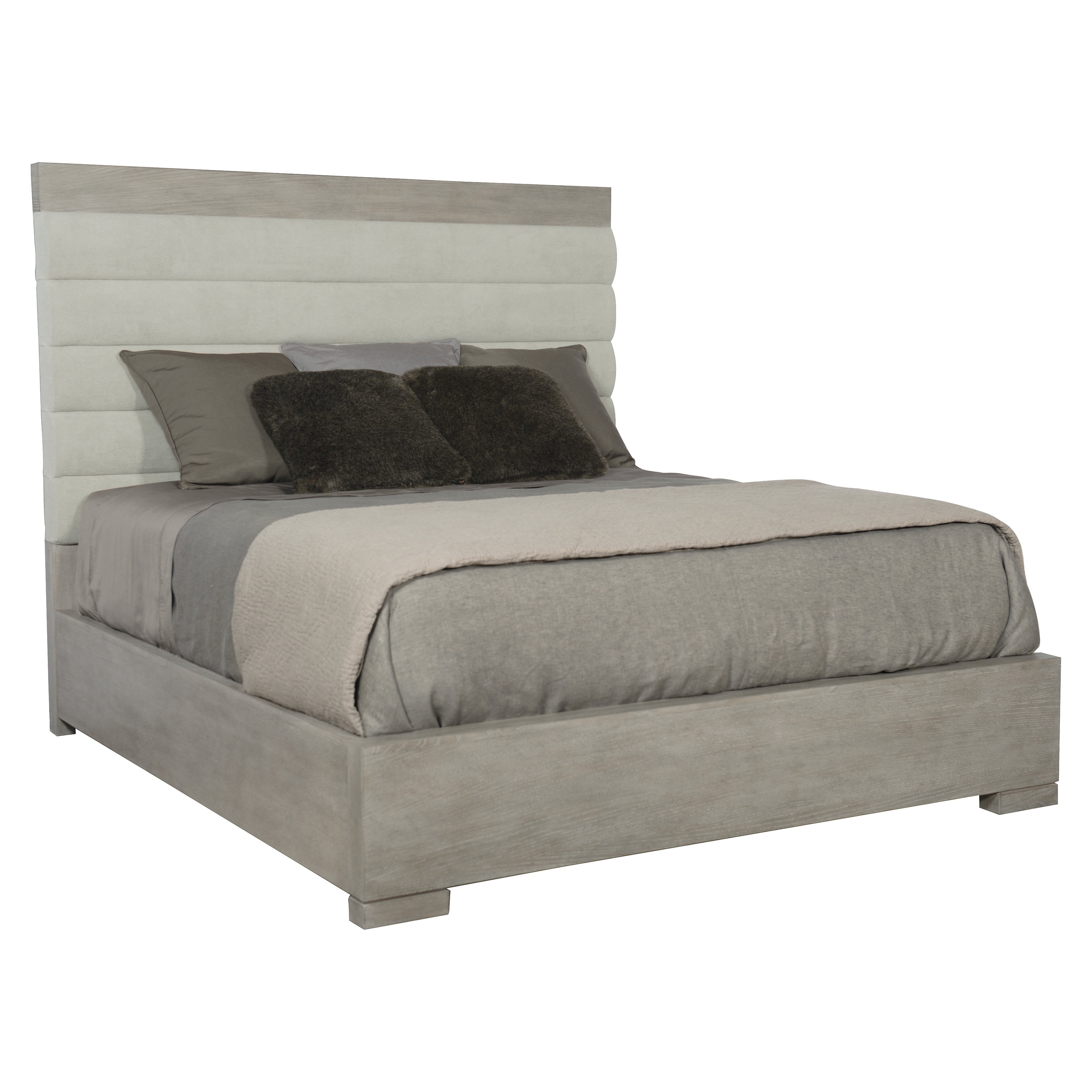 Linea Upholstered Panel Bed with Wooden Footboard and Side Rails by Bernhardt