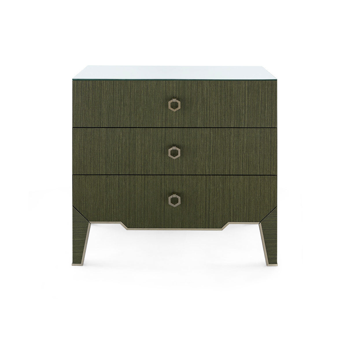 Madeline 3-Drawer Side Table with Glass Top