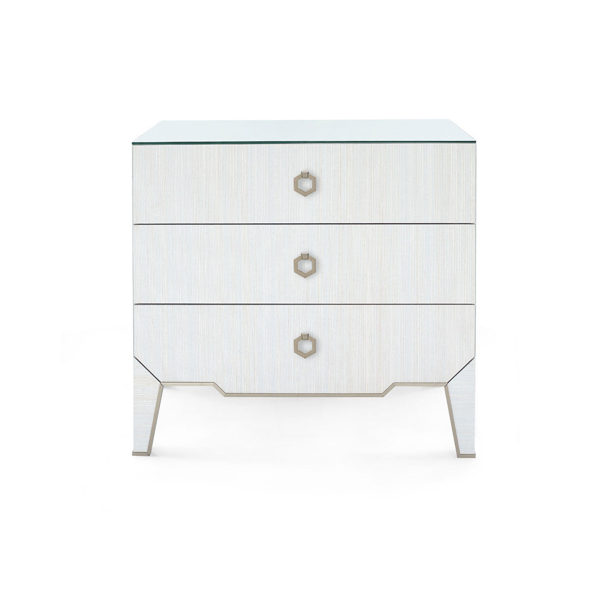 Madeline 3-Drawer Side Table with Glass Top