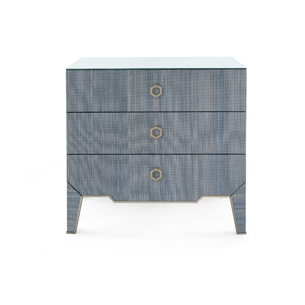 Madeline 3-Drawer Side Table with Glass Top