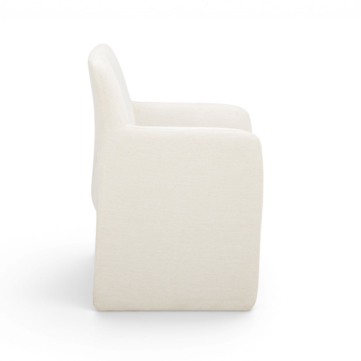 Crawley Performance Linen Chenille Dining Chair by TOV Furniture — cotton white upholstered chair, side view