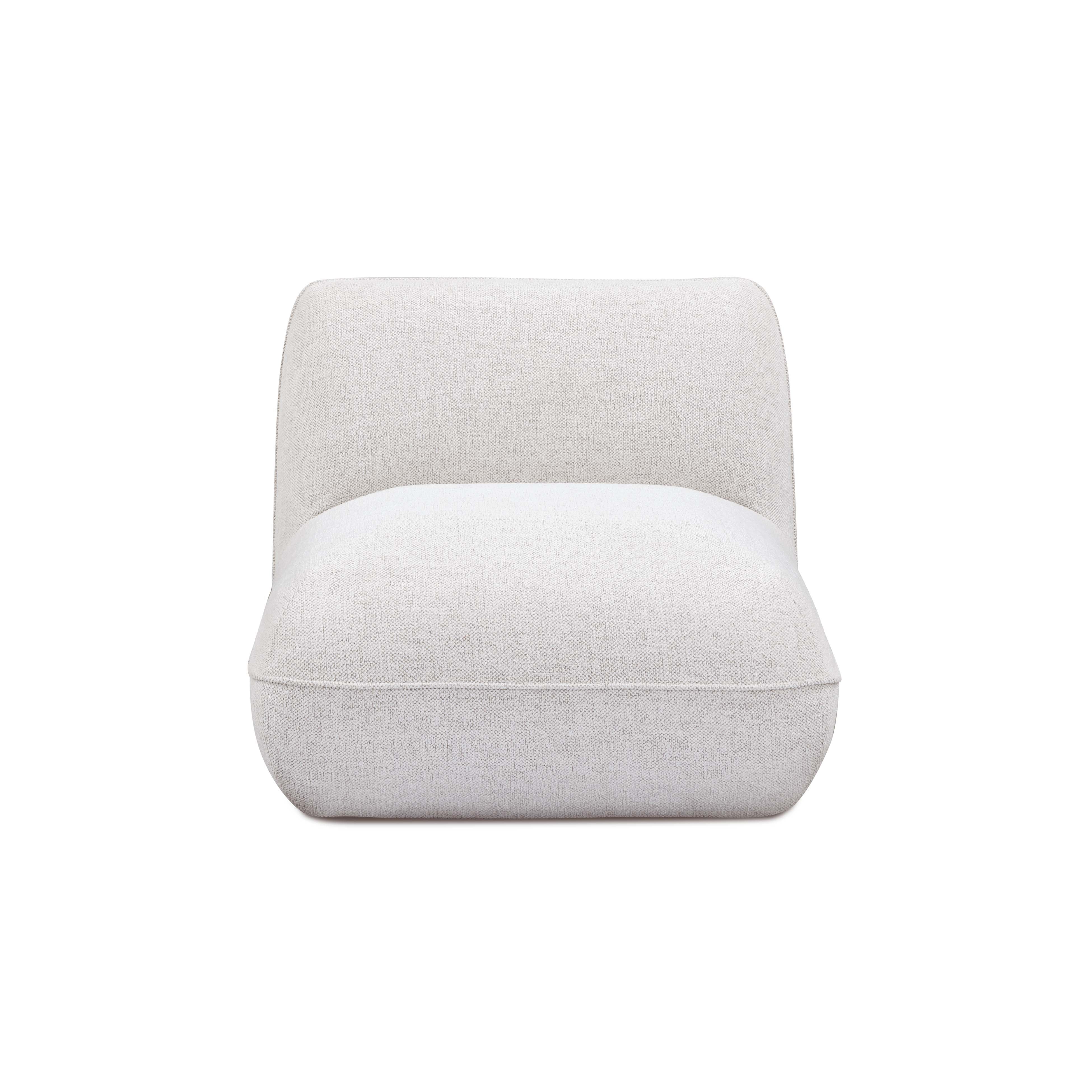 Arezza Stone White Contract-Grade Basketweave Chenille Armless Chair
