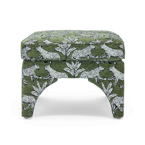 Raji Leopard Performance Jacquard Ottoman
