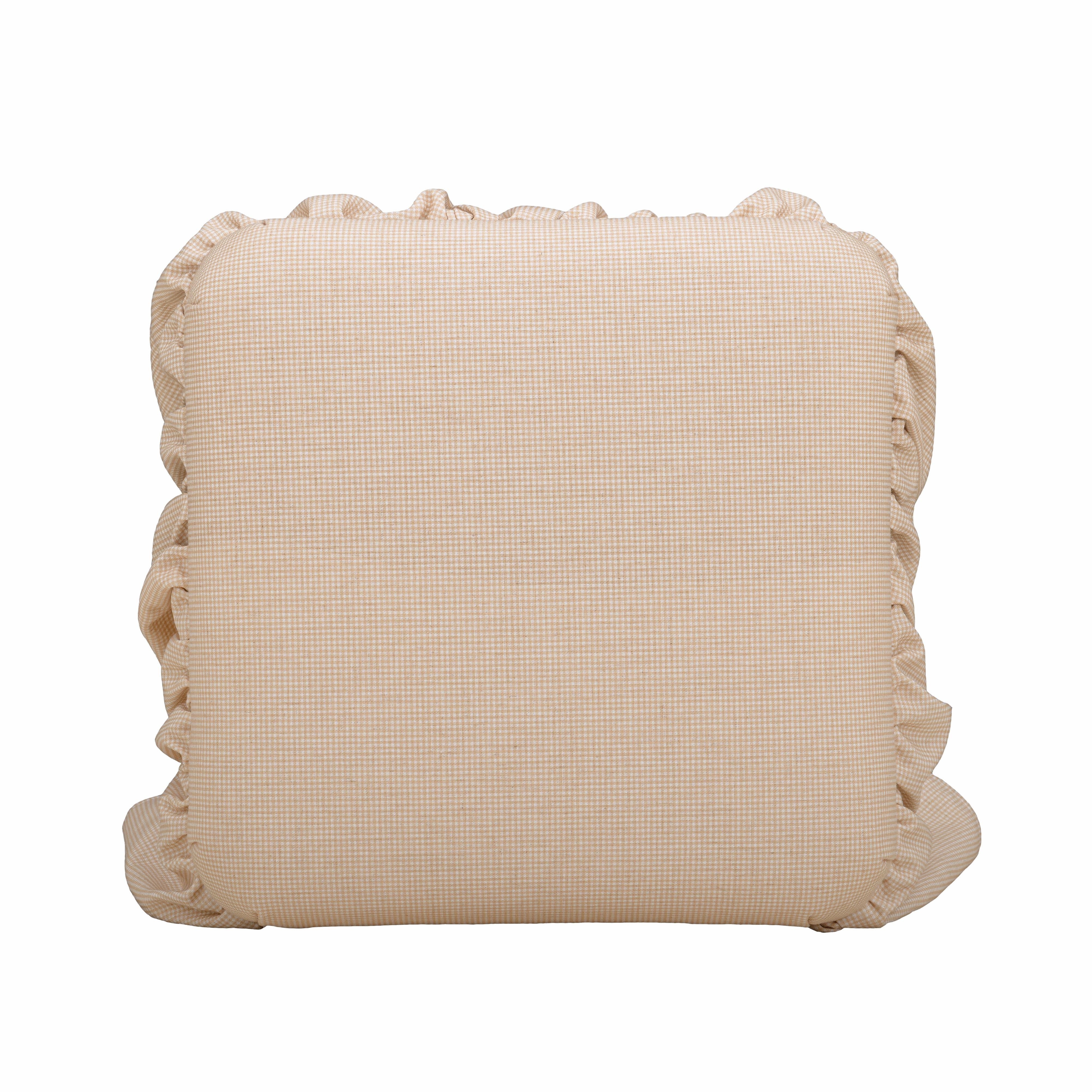 Gertrude Yellow Gingham Performance Linen Skirted Ottoman