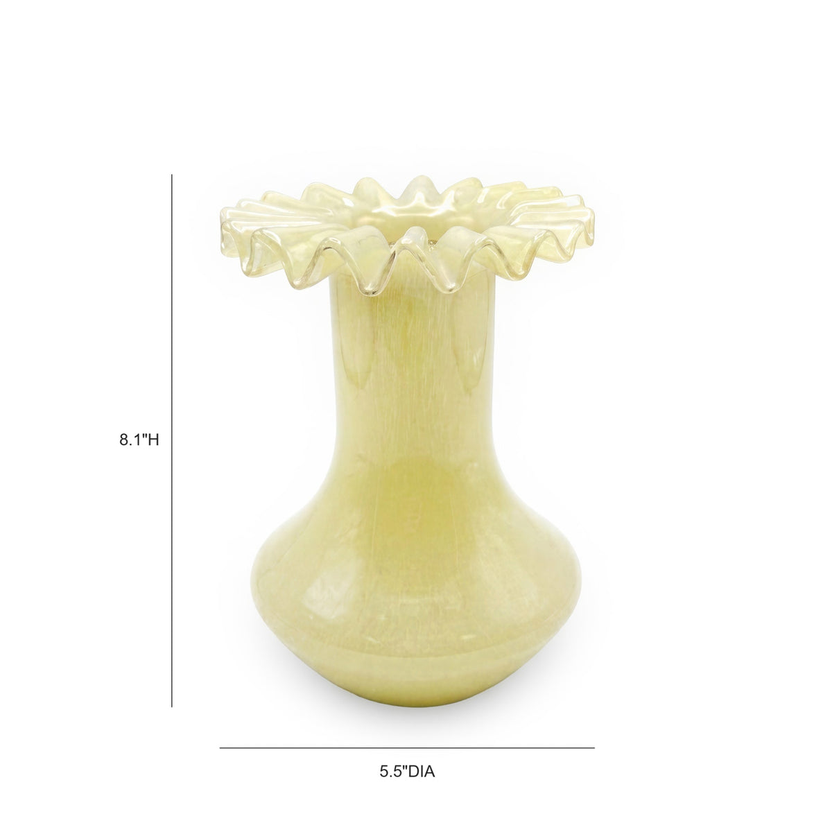 Ruff Yellow Glass Vase