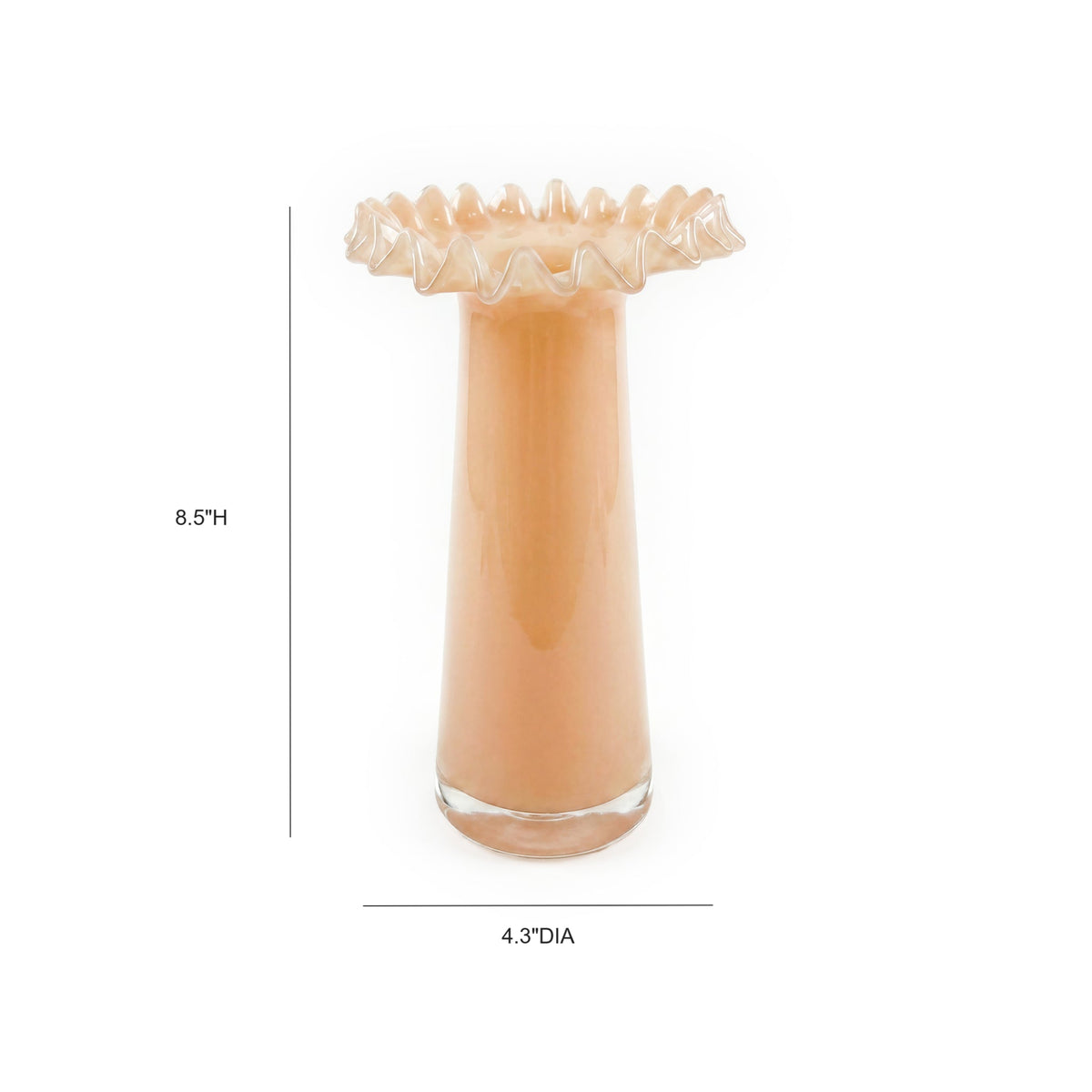 Ruff Peach Glass Vase
