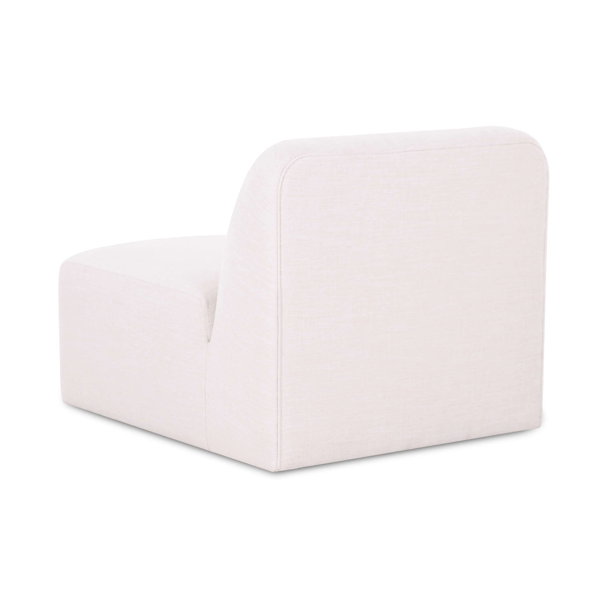 Gorge modular armless chair in cream performance fabric, rear three-quarter view