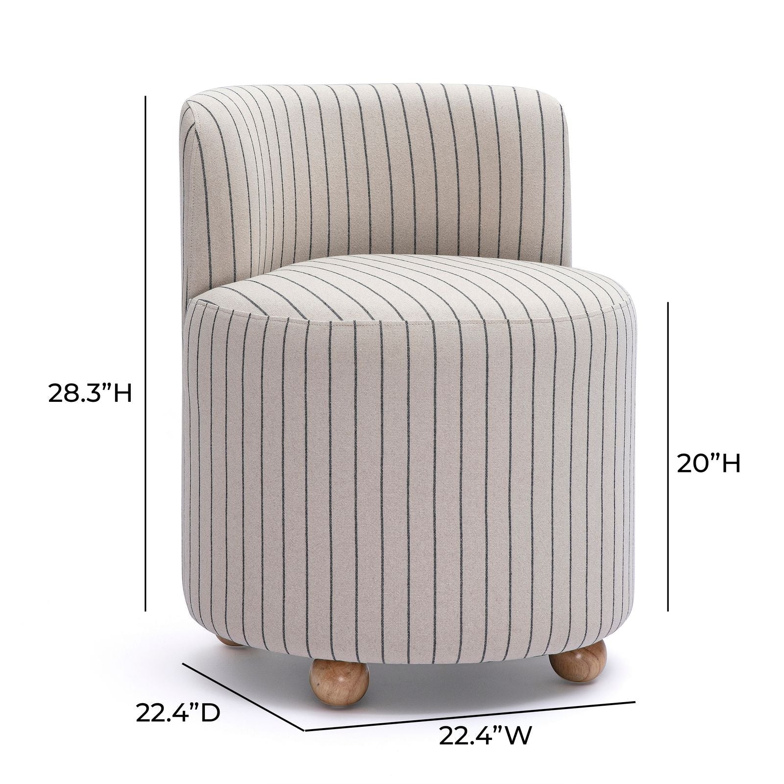 Hakuna Black and White Striped Linen Desk Chair