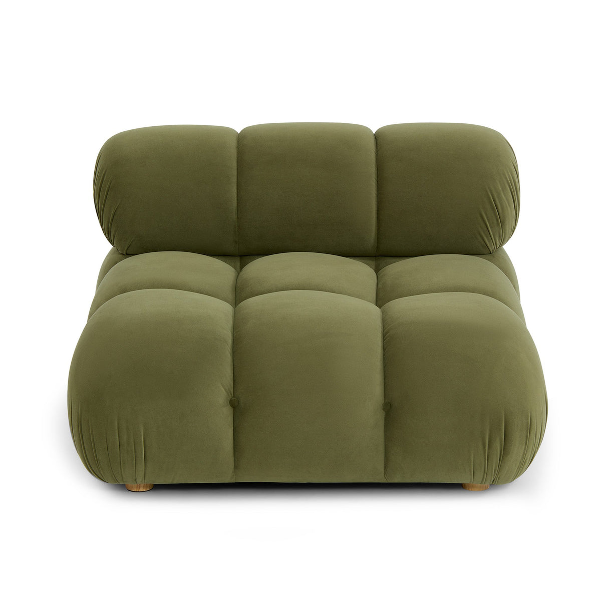 Calliope Performance Modular Armless Chair by TOV Furniture — olive green tufted chair, front view