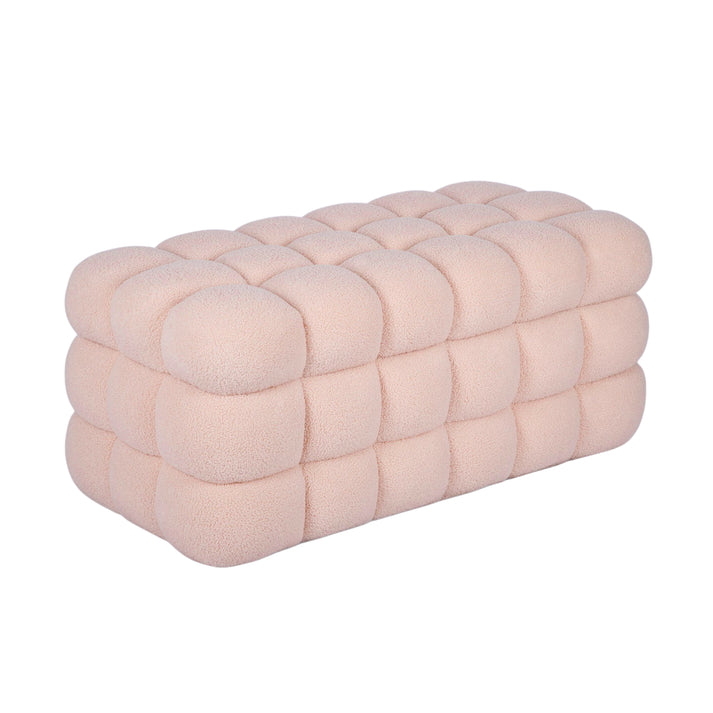 Anita 39" Faux Shearling Storage Bench With Reversible Tray Top