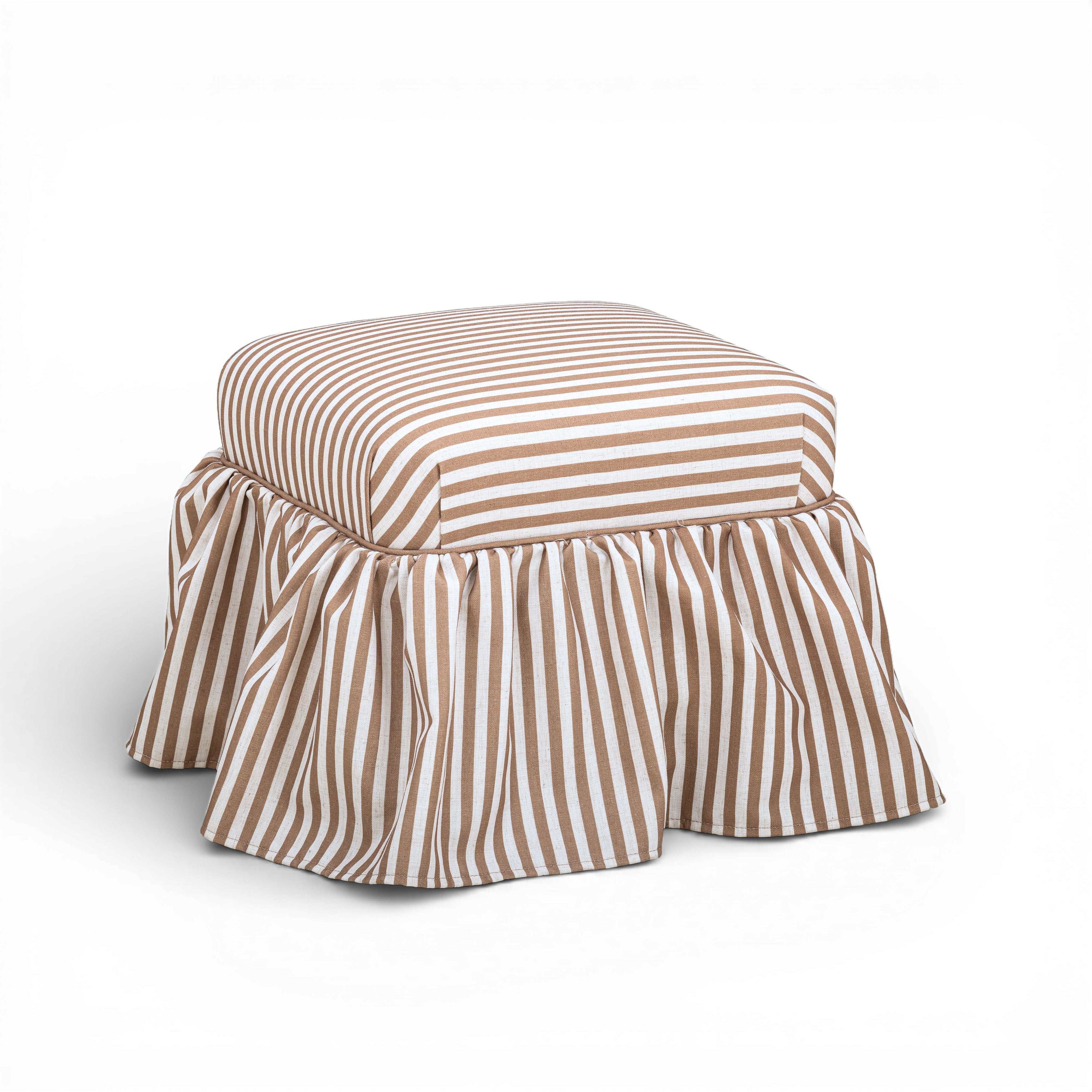 Gertrude Striped Performance Linen Skirted Ottoman