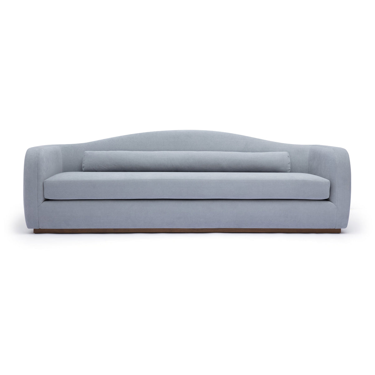 Camille 99" Sofa by TOV Furniture — baby blue sofa, front view.