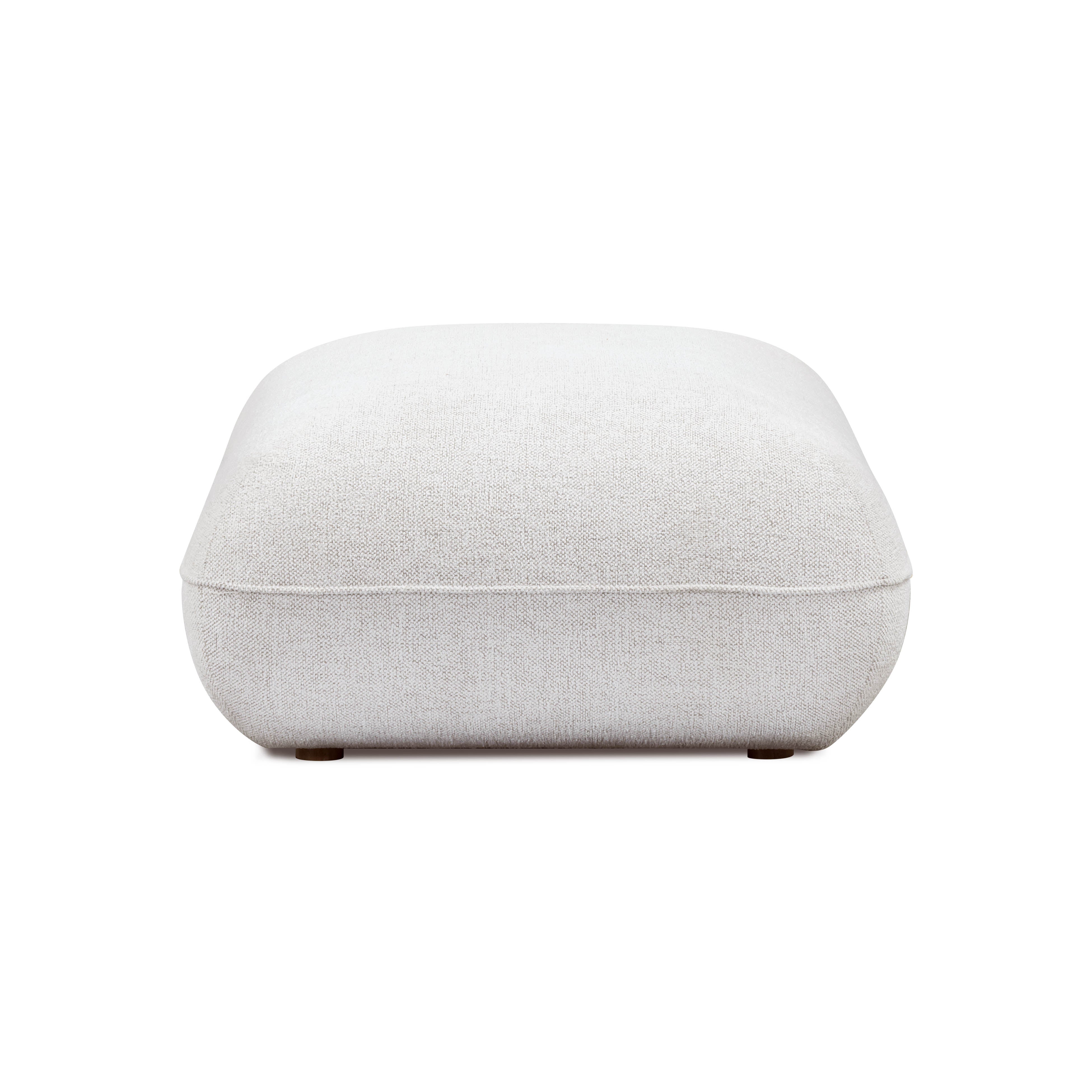 Arezza Stone White Contract-Grade Basketweave Chenille Ottoman