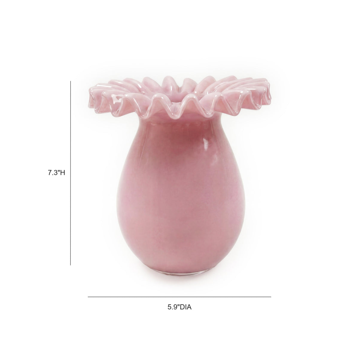 Ruff Pink Glass Vase
