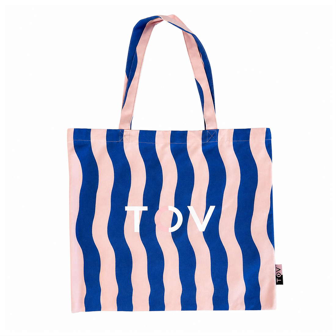 Don't Be Boring Pink and Blue Striped Tote Bag