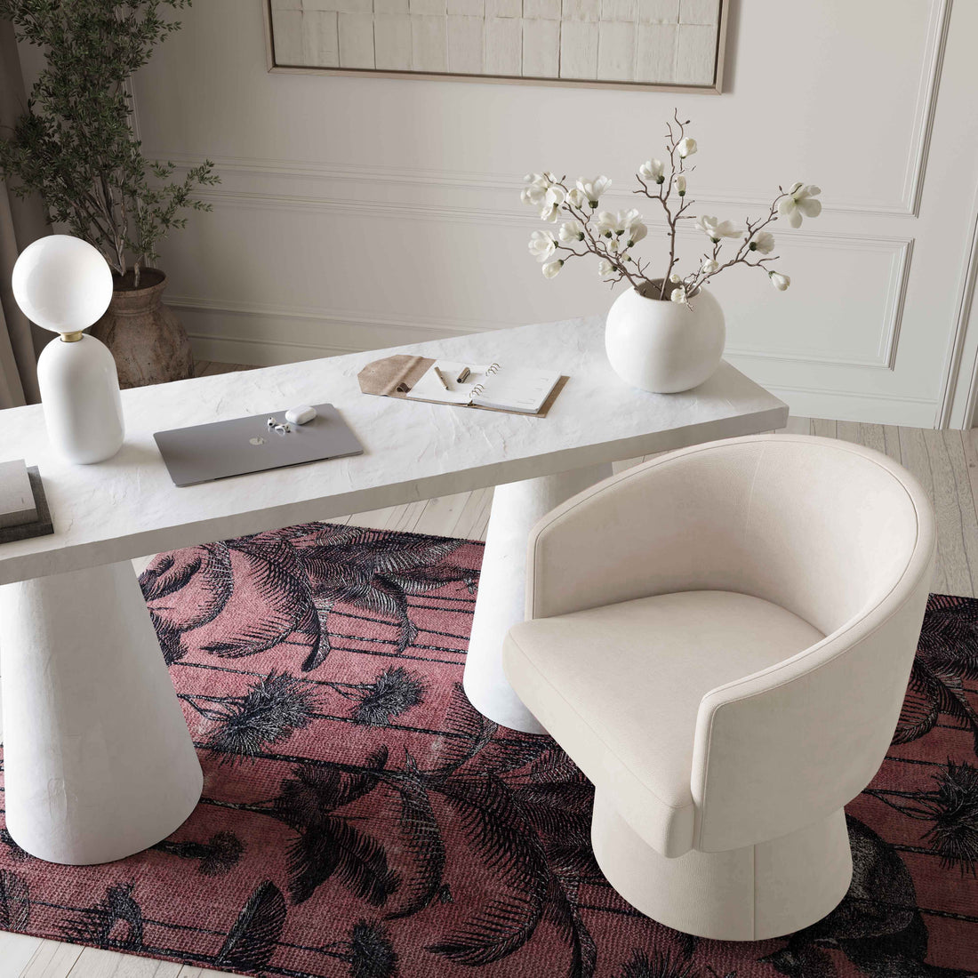Kristen Upcycled Contract-Grade Chenille Rolling Desk Chair