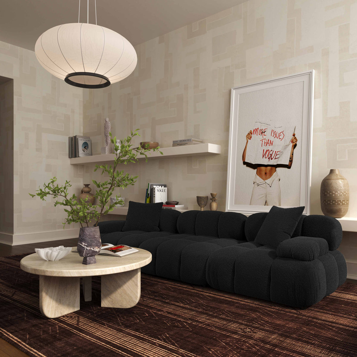 Calliope 118" Performance Vegan Shearling Modular Sofa