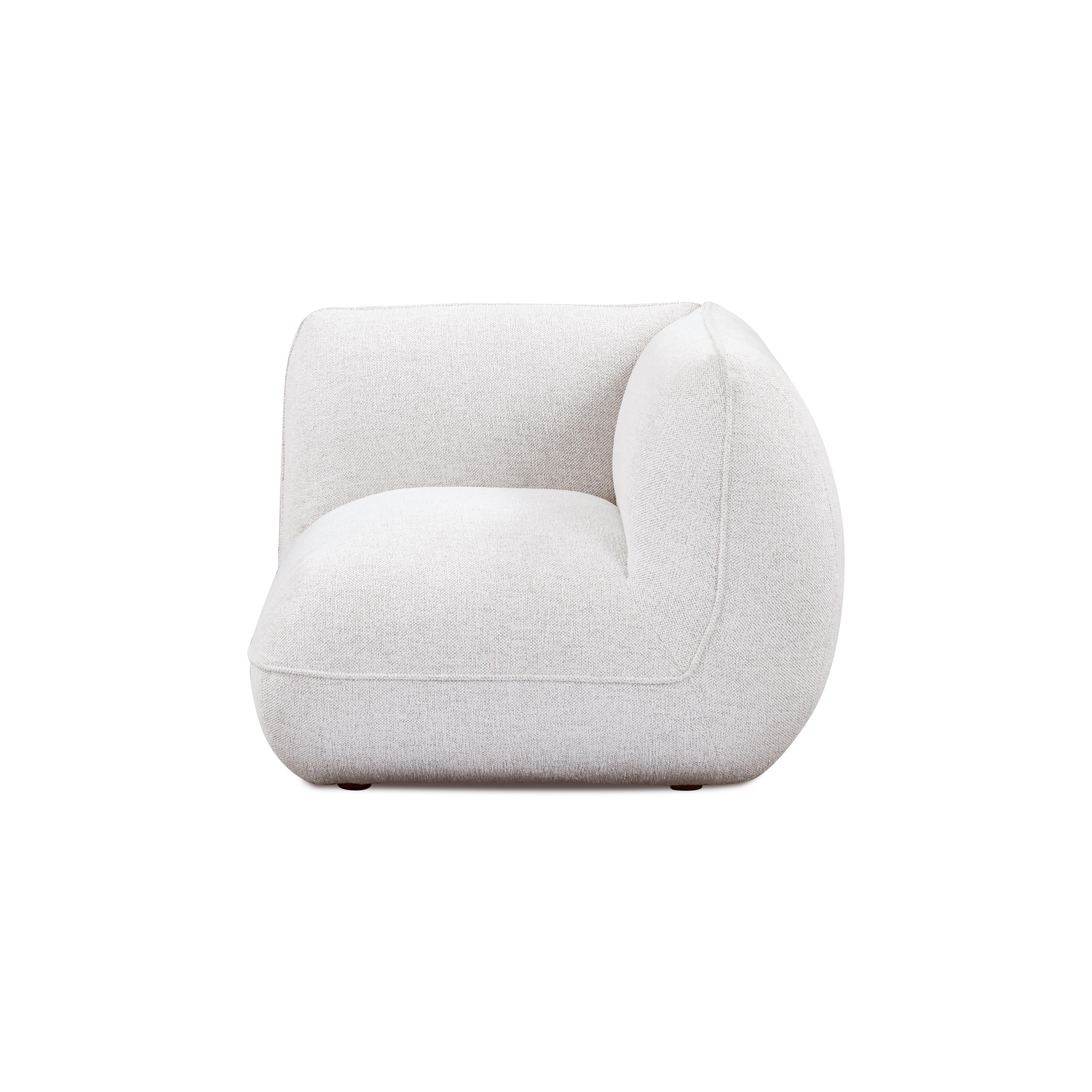 Arezza Stone White Contract-Grade Basketweave Chenille Corner Chair