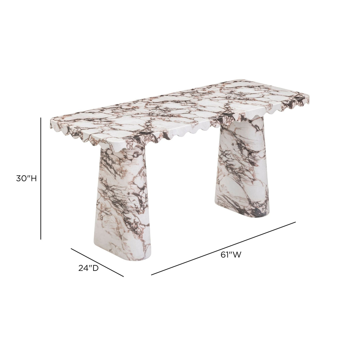 Janice 61" Faux Breccia Marble Console Desk