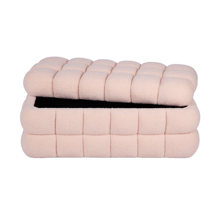 Anita 39" Faux Shearling Storage Bench With Reversible Tray Top