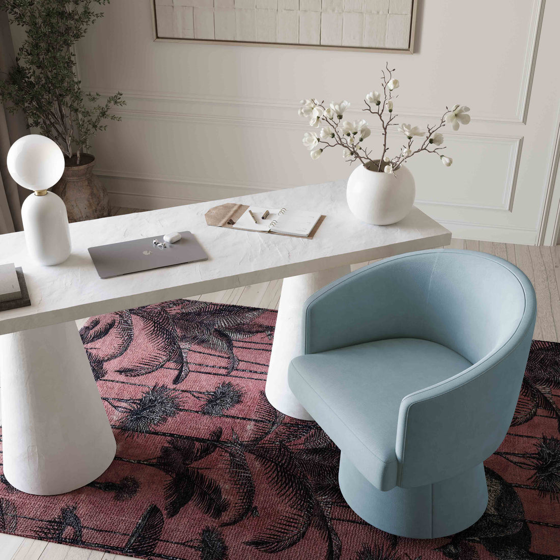 Kristen Upcycled Contract-Grade Chenille Rolling Desk Chair