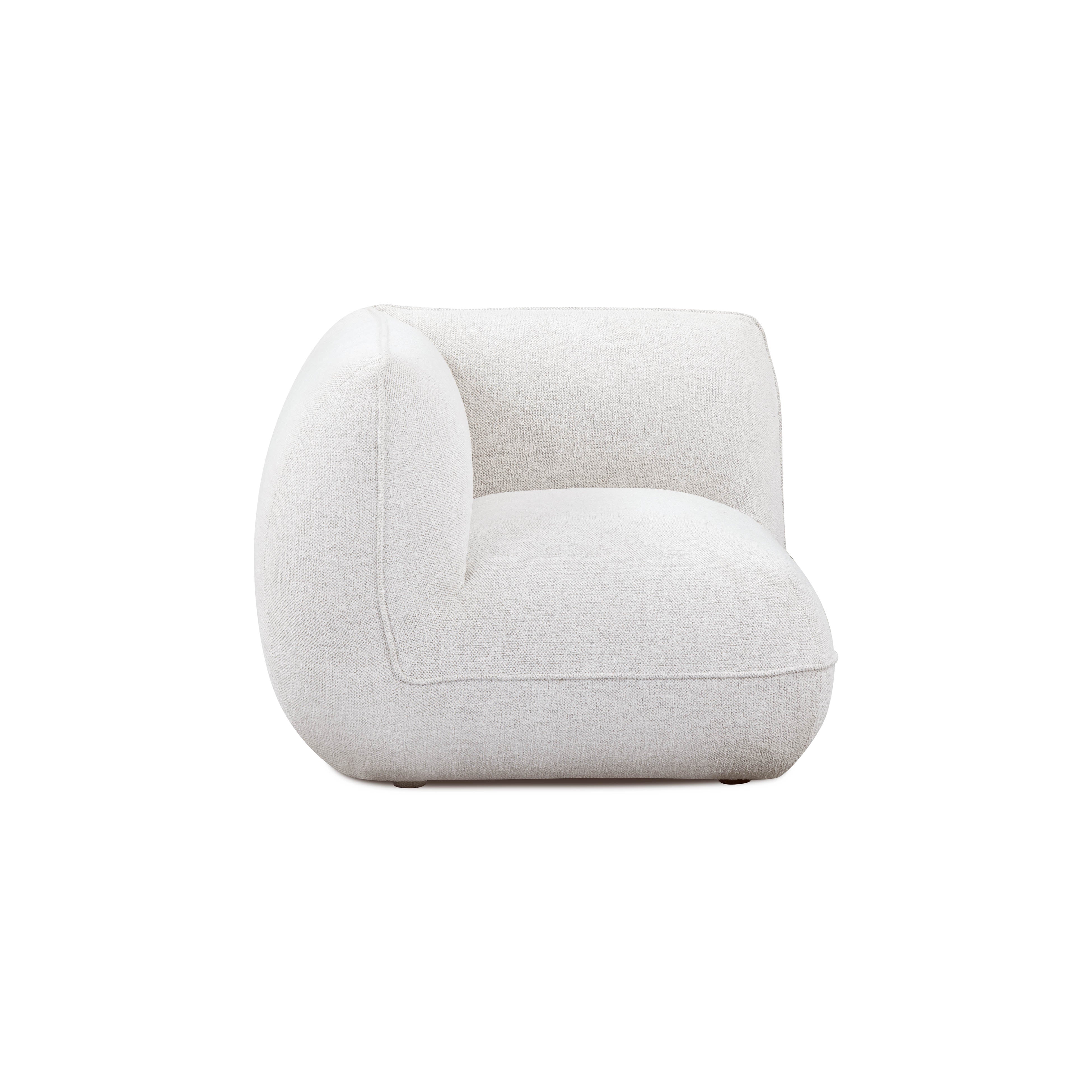 Arezza Stone White Contract-Grade Basketweave Chenille Corner Chair
