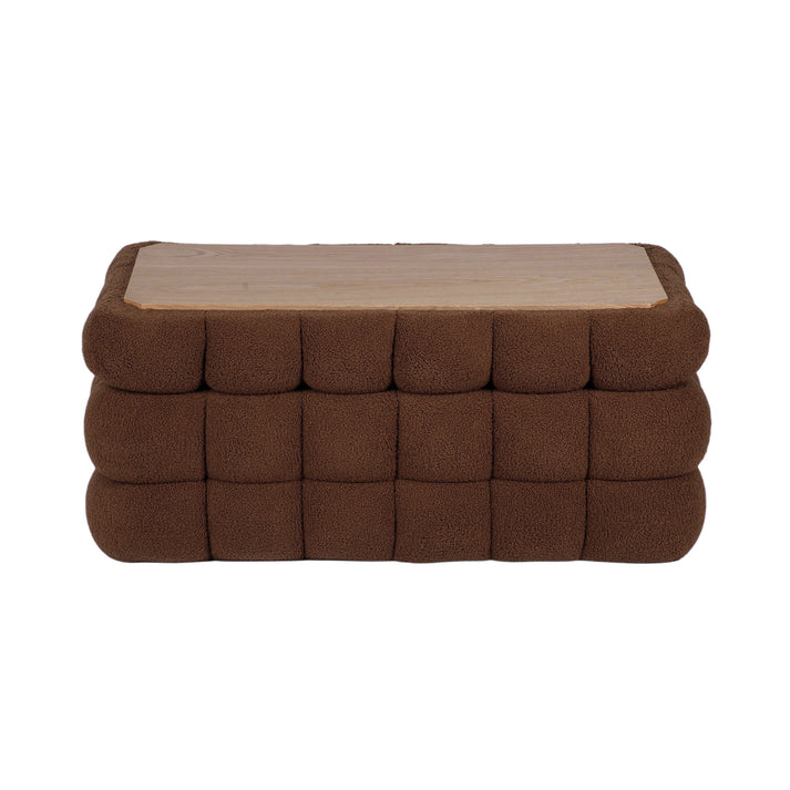 Anita 39" Faux Shearling Storage Bench With Reversible Tray Top