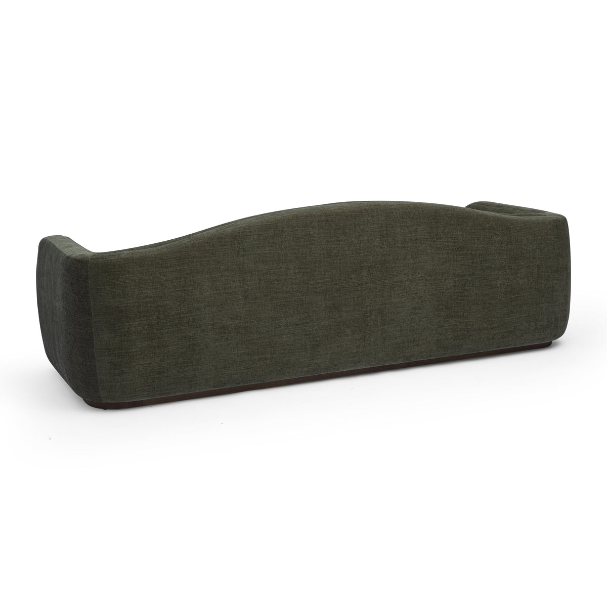 Camille 99" Sofa by TOV Furniture — green sofa, rear view showing sculpted curved back.