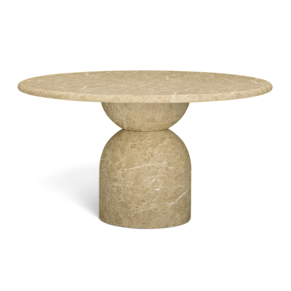Cynthia 54" Concrete Indoor/Outdoor Dining Table by TOV Furniture — light Emperador marble finish, front view