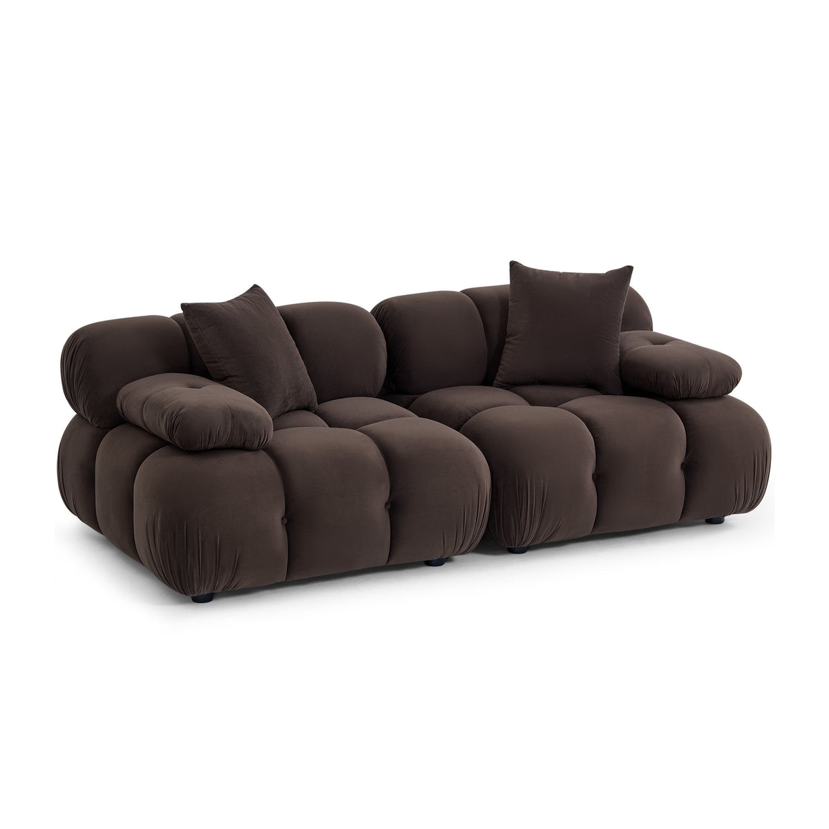 Calliope 79" Modular Loveseat by TOV Furniture — dark brown tufted loveseat, angled front view