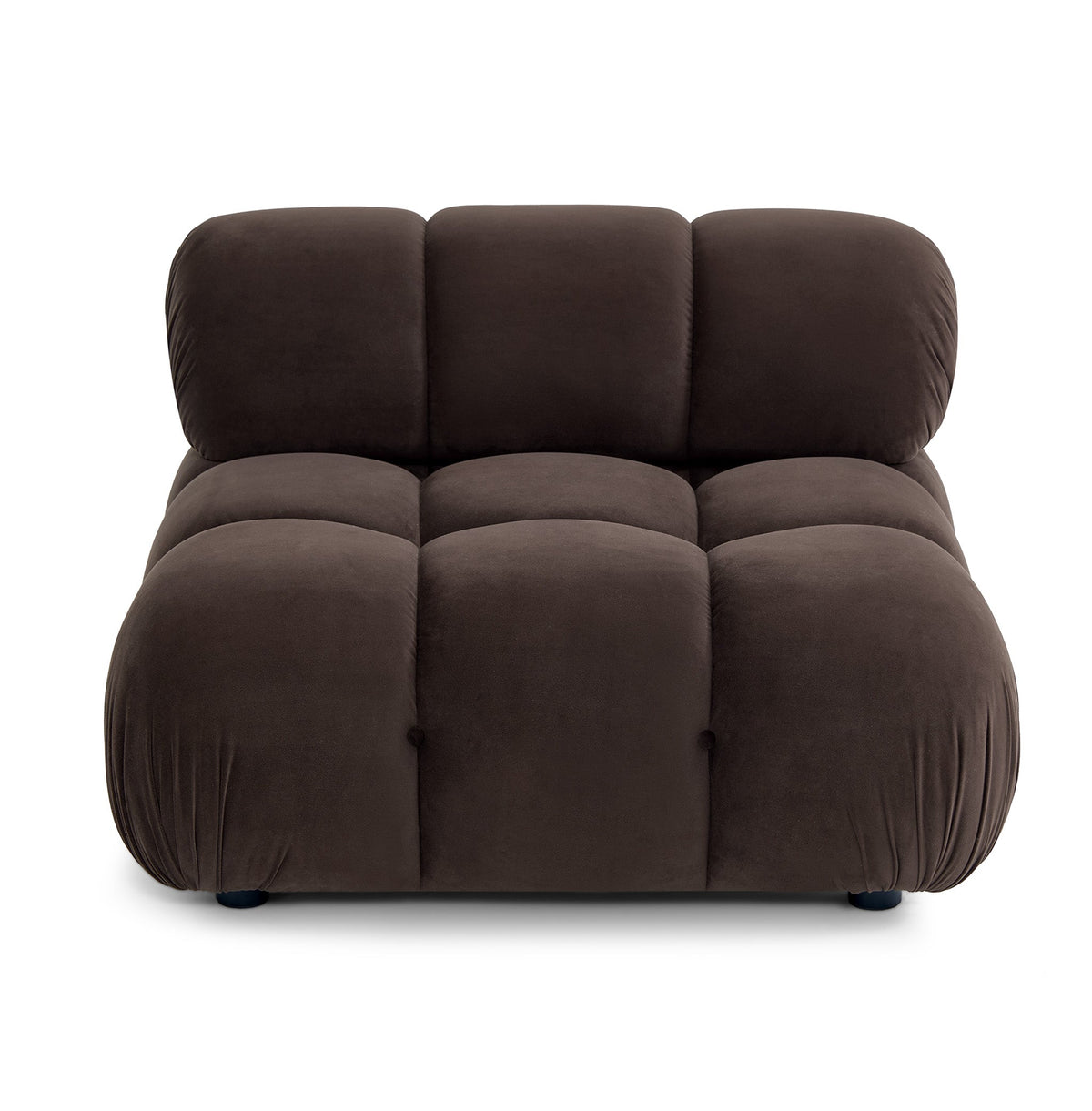 Calliope Performance Modular Armless Chair by TOV Furniture — dark brown tufted chair, front view