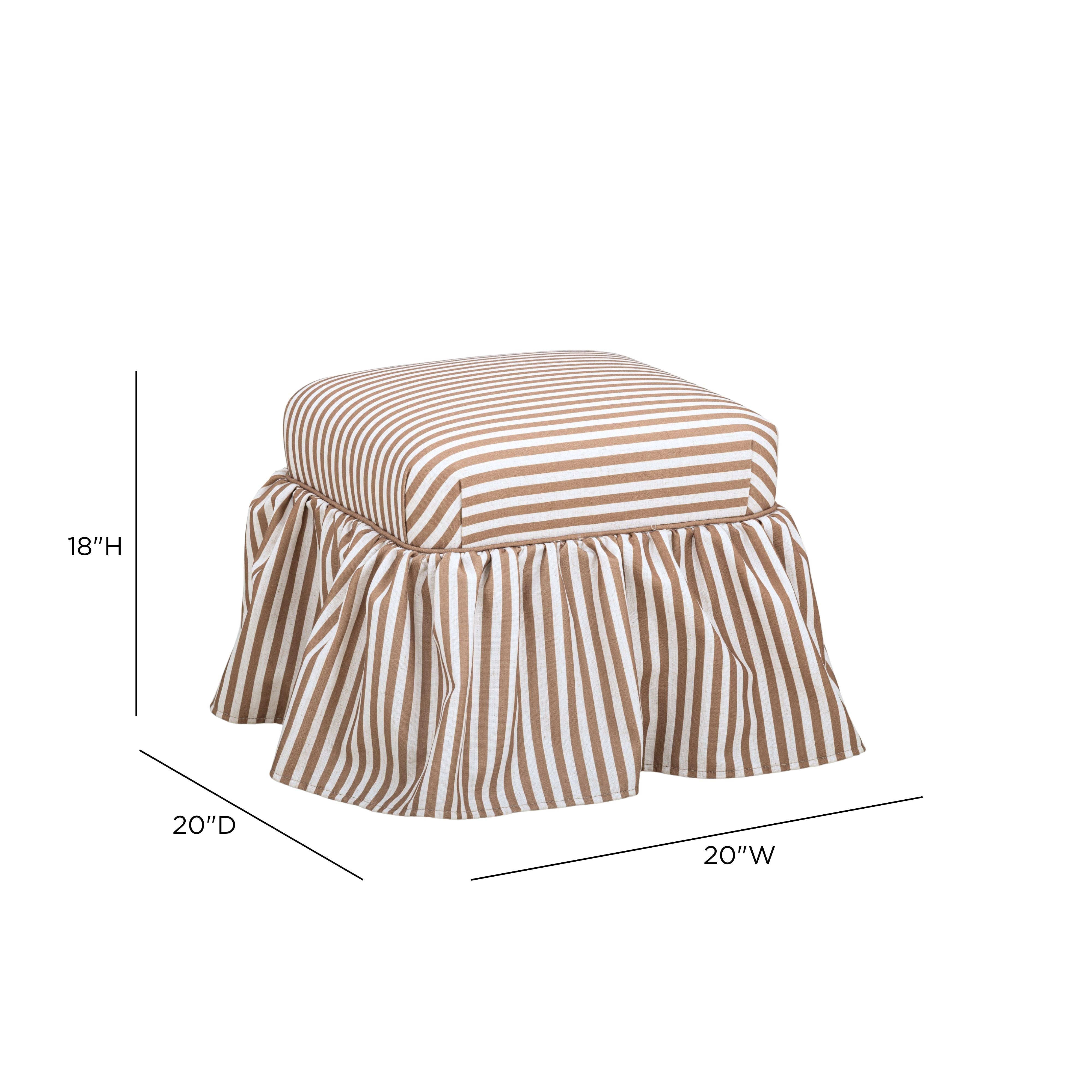 Gertrude Striped Performance Linen Skirted Ottoman