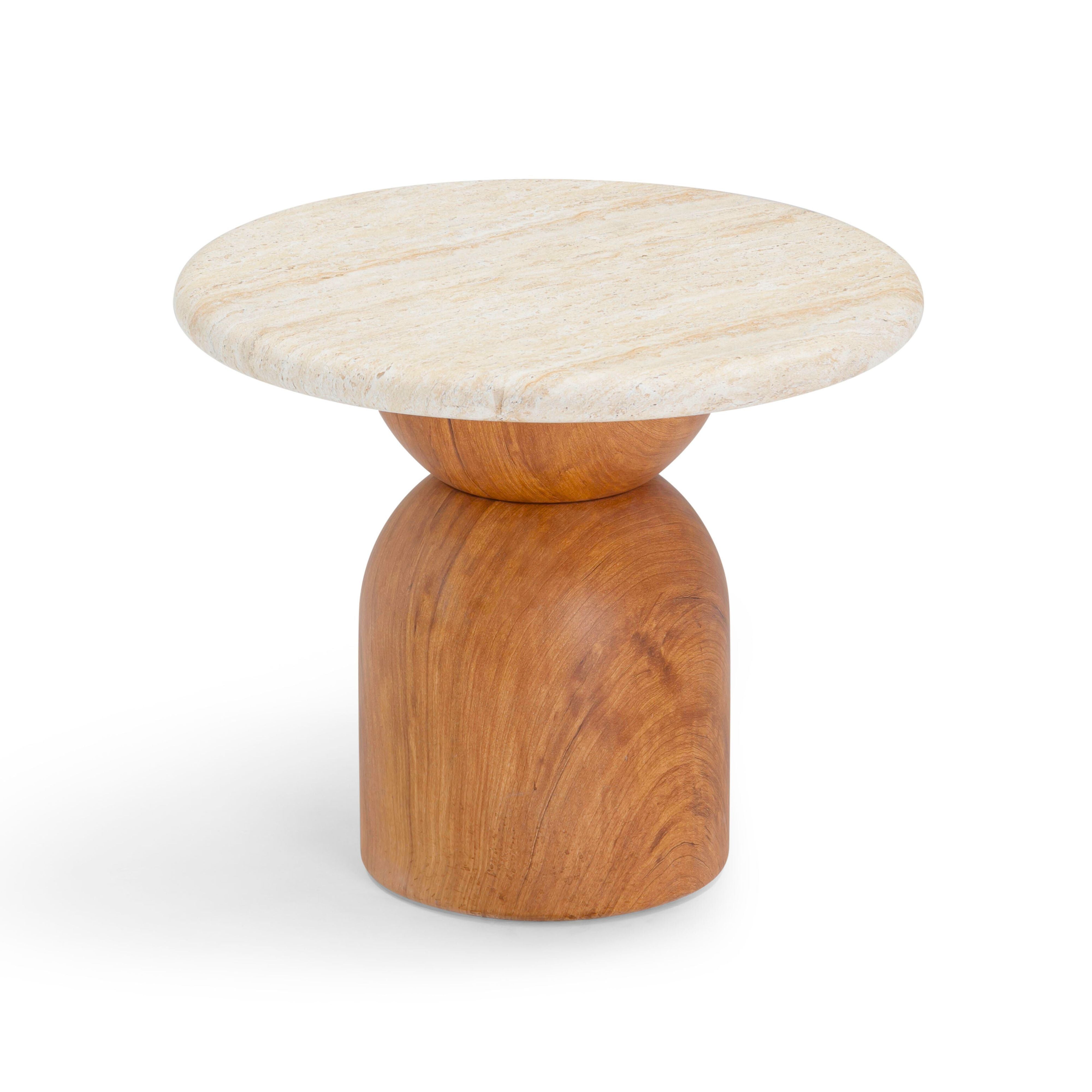 Cynthia Faux Travertine Concrete Indoor/Outdoor Side Table