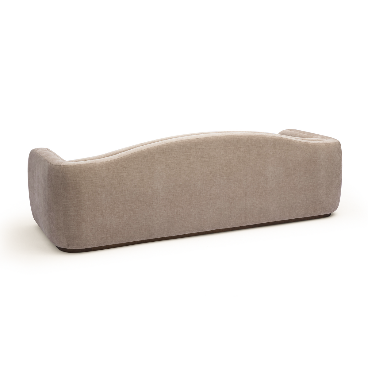 Camille 99" Sofa by TOV Furniture — stone sofa, rear view showing sculpted curved back.