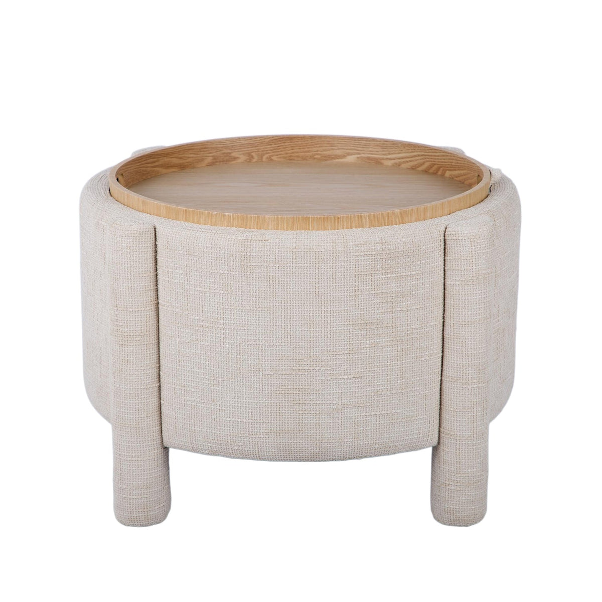 Bellamy Railroad Chenille Storage Stool With Reversible Tray Top
