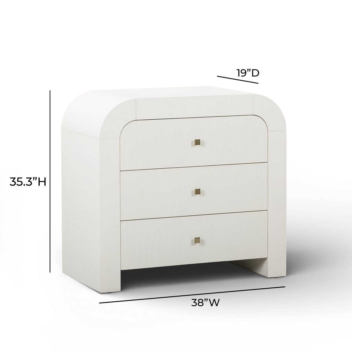 Hump 38" Arched 3-Drawer Bedside Chest