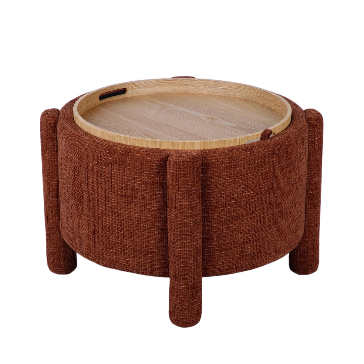 Bellamy Railroad Chenille Storage Stool With Reversible Tray Top