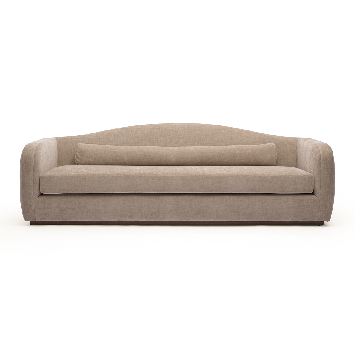 Camille 99" Sofa by TOV Furniture — stone sofa, front view.