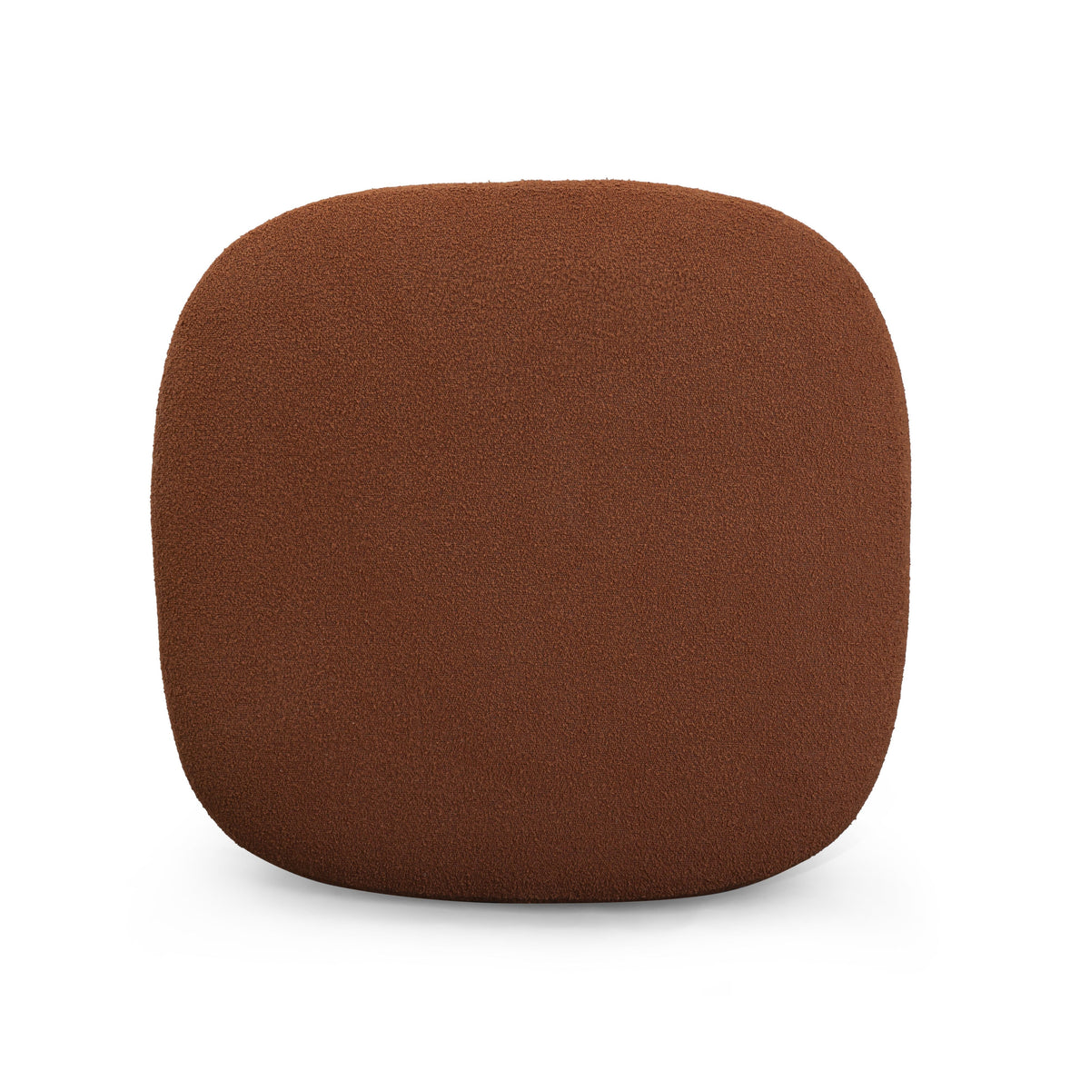 Domina Boucle Ottoman in Autumn Red, top view of the rounded-square upholstered cushion