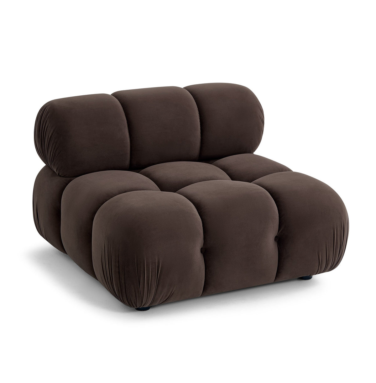 Calliope Performance Modular Armless Chair by TOV Furniture — dark brown tufted chair, angled front view