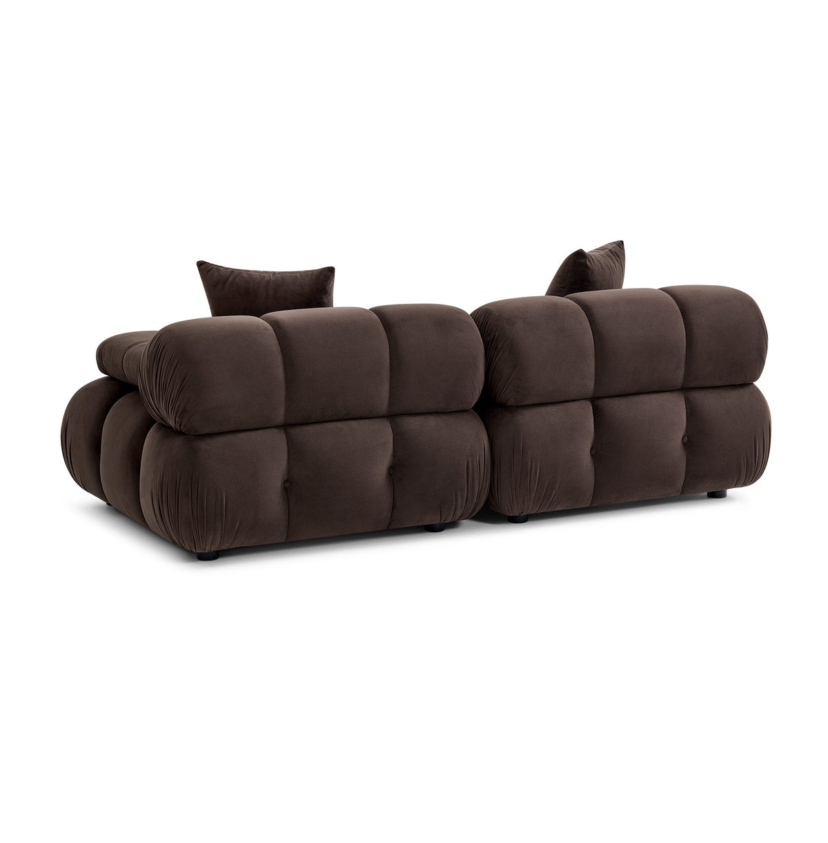 Calliope 79" Modular Loveseat by TOV Furniture — dark brown tufted loveseat, rear angled view