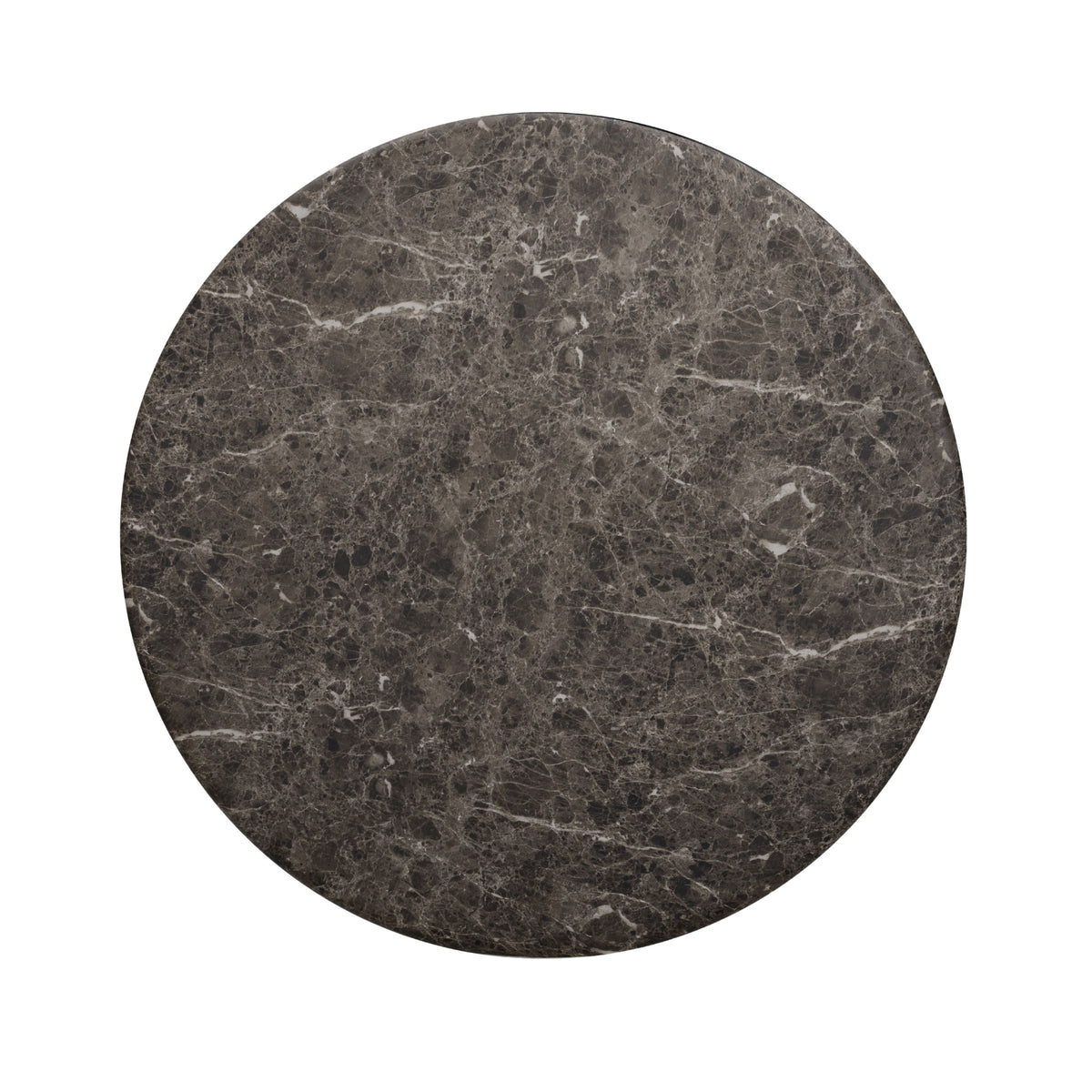 Cynthia 36" Concrete Indoor/Outdoor Coffee Table by TOV Furniture — dark Emperador marble tabletop, top view