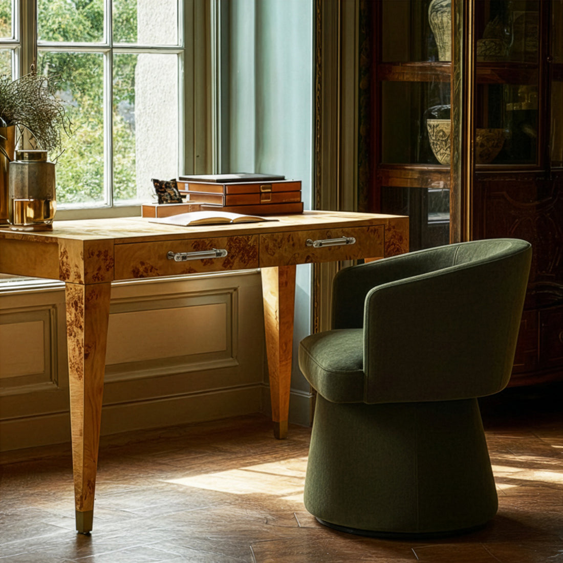 Kristen Upcycled Contract-Grade Chenille Rolling Desk Chair