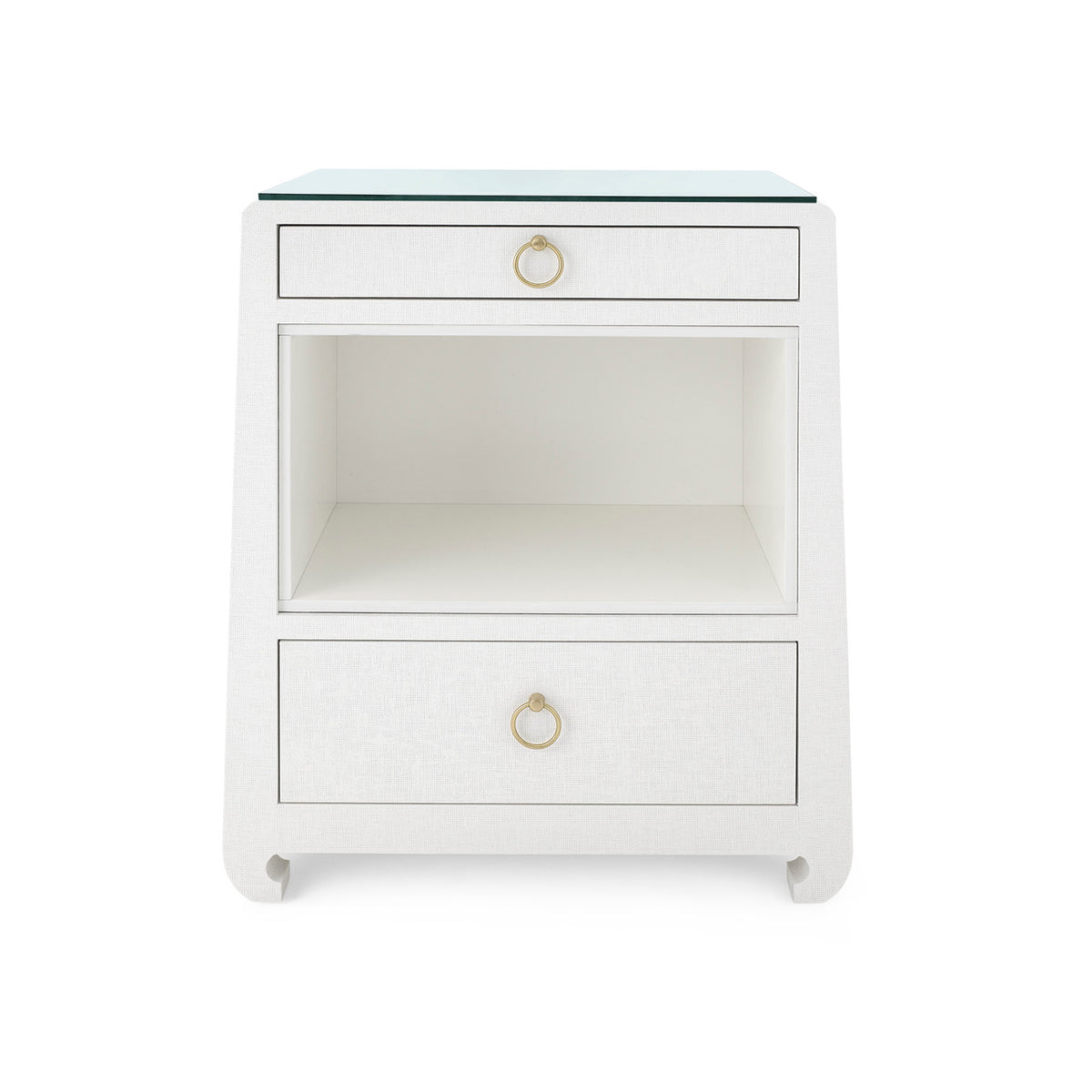 Ming 2-Drawer Side Table with Glass Top