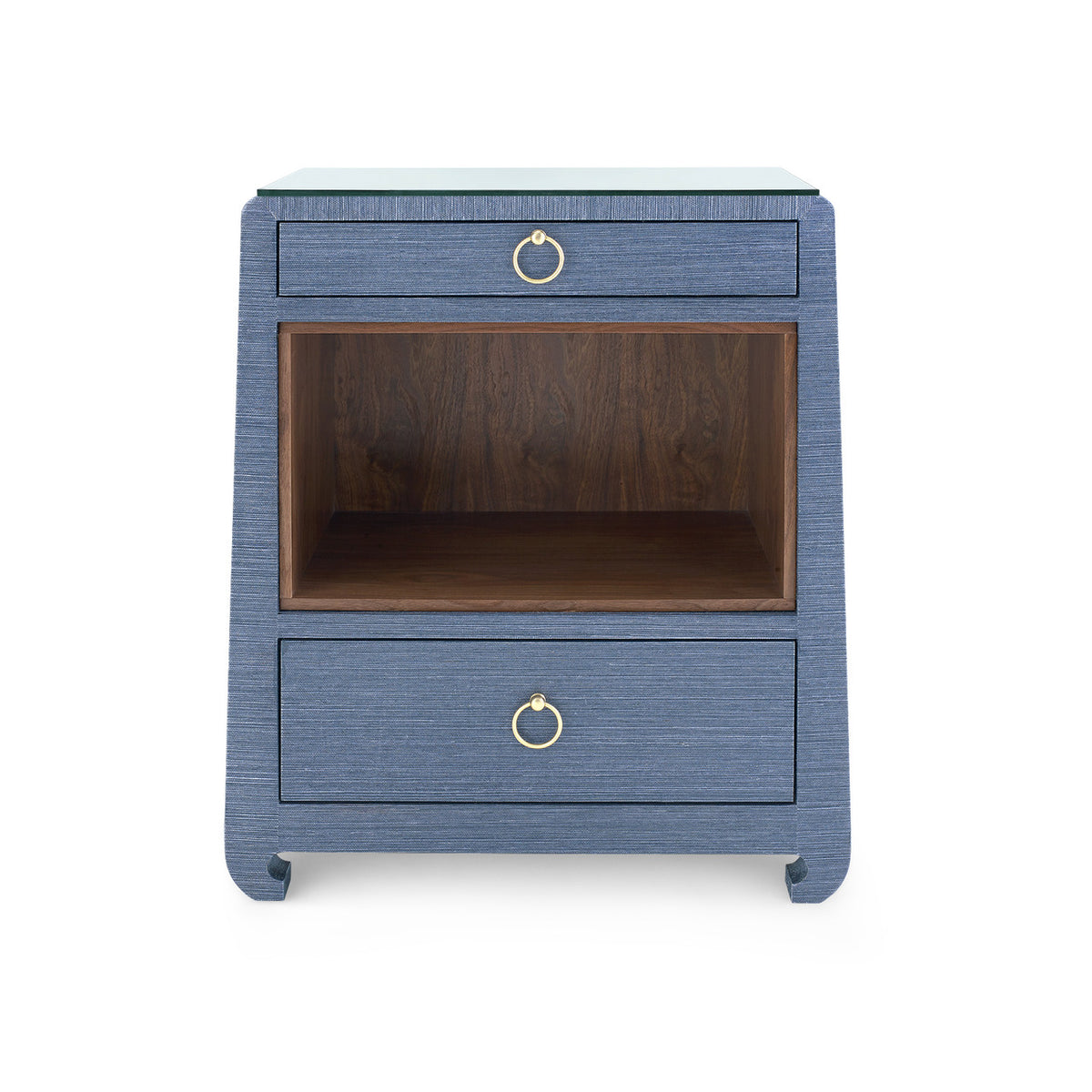 Ming 2-Drawer Side Table with Glass Top