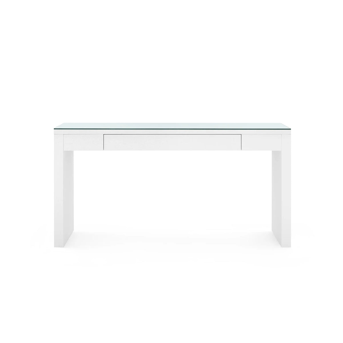 Morgan Large Grasscloth Console Table with Glass Top