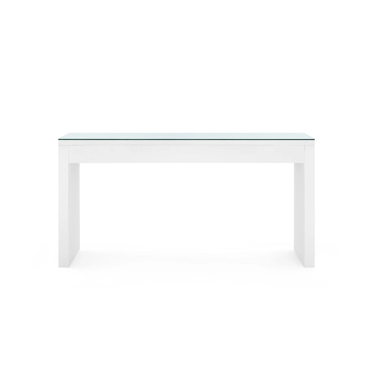 Morgan Large Grasscloth Console Table with Glass Top