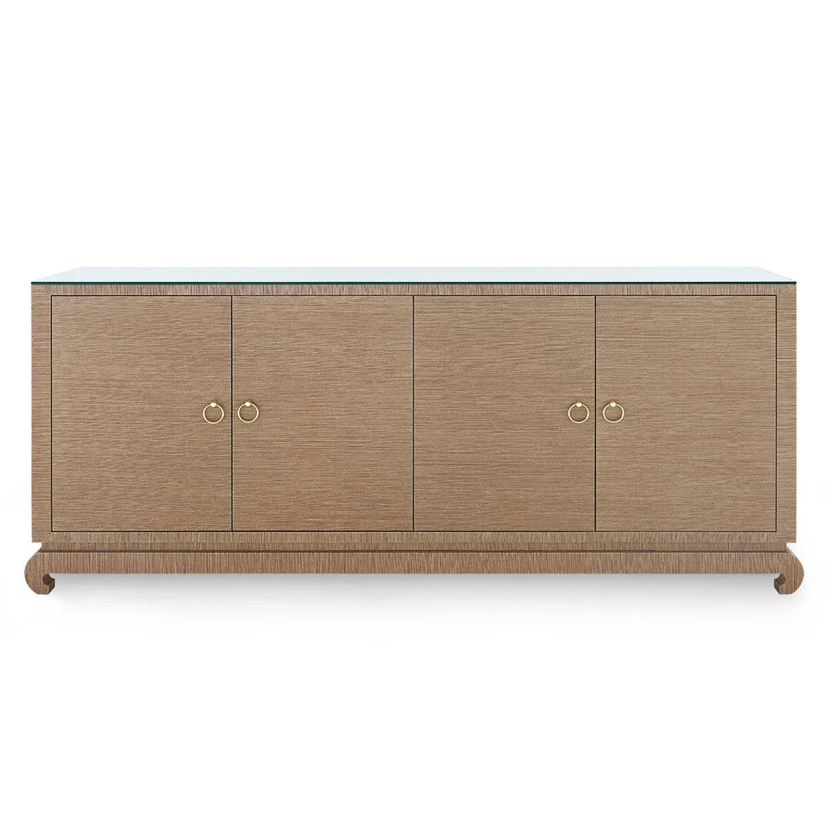 Meredith Extra Large 4-Door Cabinet with Glass Top
