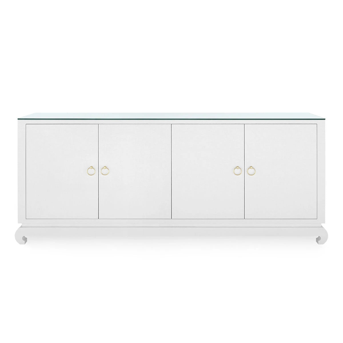 Meredith Extra Large 4-Door Cabinet with Glass Top