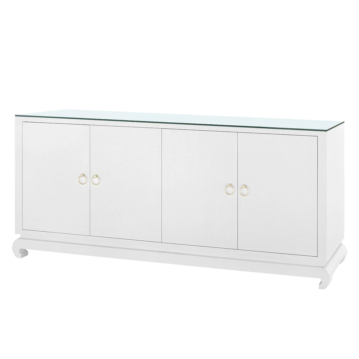 Meredith Extra Large 4-Door Cabinet with Glass Top